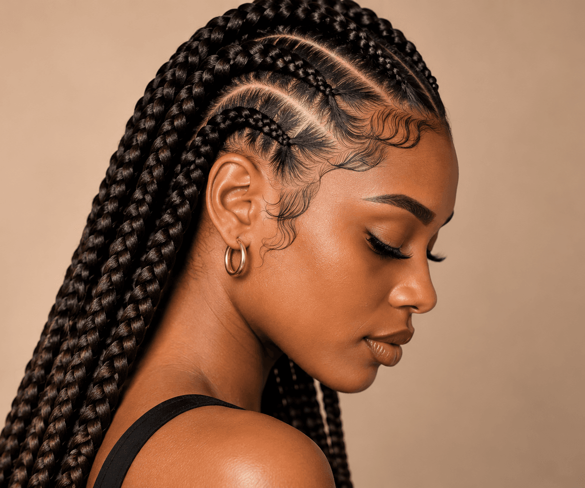 Close-up of a professional braided hairstyle